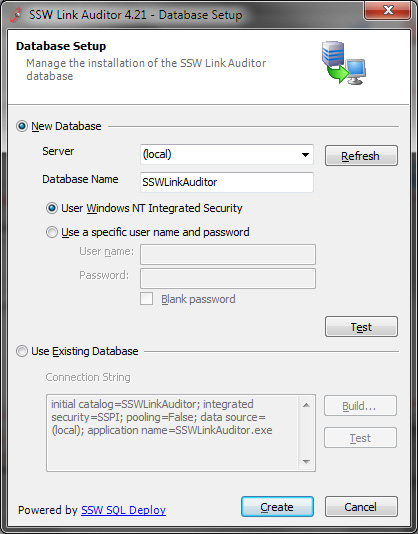 Integrated version - Database Setup